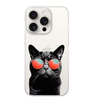 PrintiFy iPhone 15 Pro Max ile Uyumlu Kedi 3 Kamera Korumalı Şeffaf Kılıf