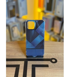 iPhone 12 / 12 Pro Uyumlu Kristal Görünümlü Geometrik Desenli Parlak Kılıf (Açık Mavi)