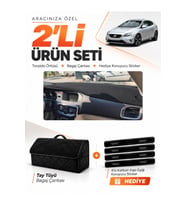 e-biz VOLVO V40 (2012-2019) Uyumlu Torpido Örtüsü + Tay Tüyü Bagaj Çantası Seti - Siyah - VO005