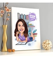 Ders Çalışan Kız Karikatürlü Kanvas Tablo