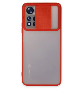 Pilelistore   Xiaomi Redmi Note 11 Pro Plus 5G Kılıf Palm Buzlu Kamera Sürgülü Silikon - Kırmızı