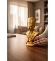 Atatürk Büstü Figürlü Mini Biblo (Altın)