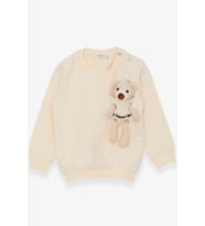 Breeze Kız Çocuk Sweatshirt Ayıcık Aksesuarlı 1.5-5 Yaş, Krem