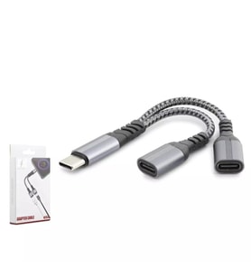 Hadron GJ-017 Type-C to 2x Type-C Dişi Çoklayıcı Kablo - 100W PD Hızlı Şarj