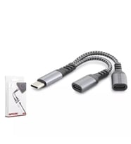 Hadron GJ-017 Type-C to 2x Type-C Dişi Çoklayıcı Kablo - 100W PD Hızlı Şarj