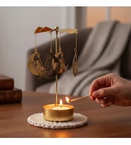 Dönence Tasarımlı Metal Tealight Mumluk – Melek & Ay Figürlü Dekoratif Mumluk