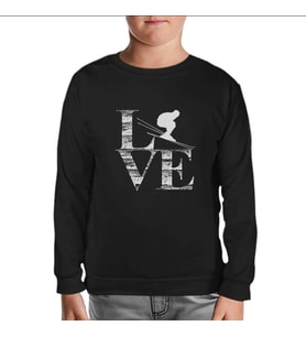 Love - Kayak Siyah Çocuk Sweatshirt