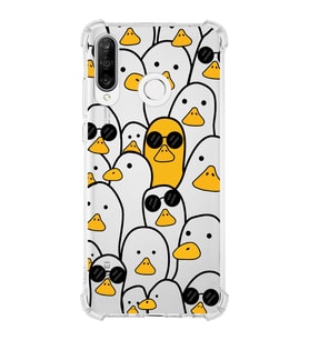 Huawei P30 Lite  Köşe Korumalı Antişok Kapak Duck Tasarımlı Şeffaf  Kılıf