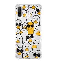 Huawei P30 Lite  Köşe Korumalı Antişok Kapak Duck Tasarımlı Şeffaf  Kılıf