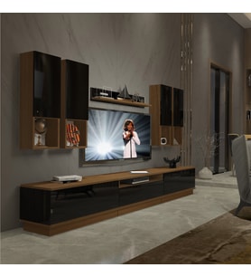 Decoraktiv Trendstyle 8DAS Slm Tv Ünitesi Tv Sehpası - Ceviz Siyah (Siyah - Ceviz)