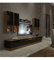 Decoraktiv Trendstyle 8DAS Slm Tv Ünitesi Tv Sehpası - Ceviz Siyah (Siyah - Ceviz)