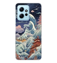 Redmi Note 12 4G Uyumlu Kanagawa Dalga Kolaj Desenli Şeffaf Telefon Kılıfı