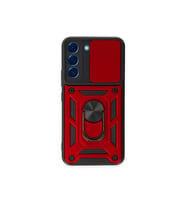 Galaxy S24 Kılıf Pars Lens Yüzüklü Silikon - Kırmızı