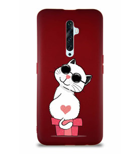 Oppo Reno 2Z Soft Premier Kapak Coolcat Tasarımlı Silikon Kılıf - Mürdüm (Şeffaf)