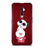 Oppo Reno 2Z Soft Premier Kapak Coolcat Tasarımlı Silikon Kılıf - Mürdüm (Şeffaf)