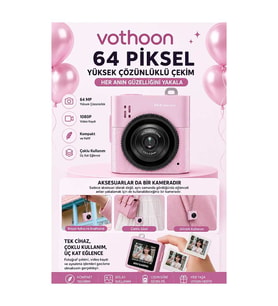 Mini Dijital Kamera 64mp 16x Digital Zoom Retro Vintage 1.4’’ekranlı Video Kamera Taşınabilir Tasarım Pembe