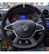 Dacia Stepway Dikme Direksiyon Kılıfı Alcantara Süet Mat Karbon Bej Yüzük ve Dikiş 2017-2021