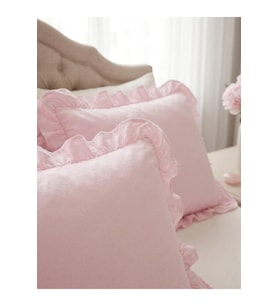 2'li Pamuklu Fırfırlı Yastık Kılıfı 50x70 cm Toz Pembe