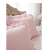 2'li Pamuklu Fırfırlı Yastık Kılıfı 50x70 cm Toz Pembe