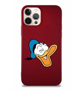 Apple iPhone 12 Pro Soft Premier Kapak Donald Duck-E Tasarımlı Silikon Kılıf - Mürdüm (Şeffaf)