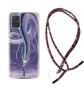 Samsung a71 A72 A73 A7 A9 2018 C7 C9 Kılıf Boyun Asklı Rasta Silikon Kız ve Ejderha 1742