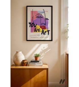 You Are Art Kolaj Tipografi, Siyah Çerçeveli Duvar Tablosu - Motivasyon Hediyesi