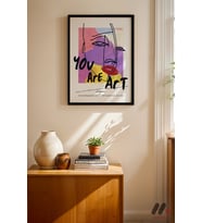 You Are Art Kolaj Tipografi, Siyah Çerçeveli Duvar Tablosu - Motivasyon Hediyesi