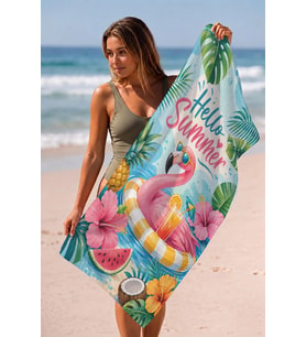 Valerine Life Plaj Havlusu 70x140cm Havuz Spa Sauna Spor Pamuklu Emici Flamingo Paradise