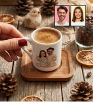Kişiye Özel Karikatür Yemek Yapan Romantik Çift Türk Kahvesi Fincanı Sevgililer Günü Hediyesi