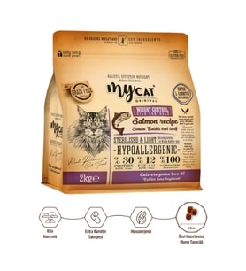 Mycat Az Tahıllı Somon Balıklı Diyet & Kısır Kedi Maması 2kg