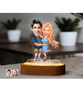 BK Gift Kişiye Özel Sevgili Karikatürlü Dekoratif 3D Biblo LED Işıklı Gece Lambası-13, Sevgiliye Hediye, Yıl Dönümü Hediyesi