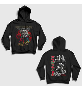 Presmono Unisex Siyah Beast V3 Metal Iron Maiden Sırt Baskılı Kapüşonlu Sweatshirt 516001tt