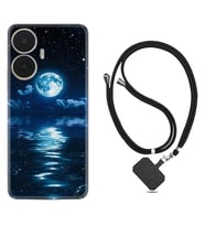 Realme C55 Kılıf Resimli Boyun Askılı İpli Desenli Silikon Night Moon 1133