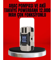 Dijital Ekranlı Araç Pompası Akü Takviye Powerbank 12.000 Mah