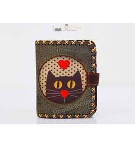 Kedi Askı Figürlü Küçük Cüzdan Etnik Bohem Retro Style -Yesil