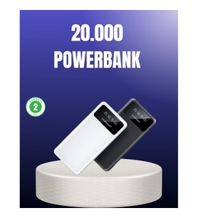 Mey İthalat® Akıllı LCD Ekranlı 20.000mAh Powerbank PD + USB + Type-C