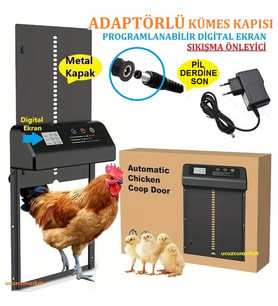 Adaptörlü Zaman Ayarlı Digital Ekran Kümes Kapısı (Sıkışma Önleyici)
