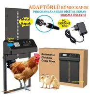 Adaptörlü Zaman Ayarlı Digital Ekran Kümes Kapısı (Sıkışma Önleyici)