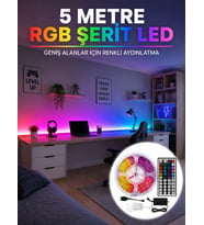 Rgb Şerit Led 5 Metre 5050 Smd Kumandalı Çok Renkli Ev Oda Tv Arkası Dekoratif Aydınlatma