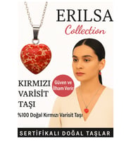 Sertifikalı Kalp Model Kırmızı Varisit Doğal Taş Kolye – Güven ve İlham Verir (Çok Renkli)