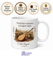 Türkü Dinleyenlere Bağlama Sesi Anadolu Hasreti Toprak Kokusu Kupa Bardak Hediye