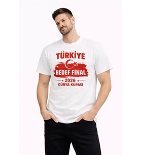 Erkek TÜRKİYE Baskılı Tişört Ay Yıldız 2026 Dünya Kupası Taraftar Forma T-Shirt - Beyaz