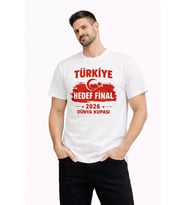 Erkek TÜRKİYE Baskılı Tişört Ay Yıldız 2026 Dünya Kupası Taraftar Forma T-Shirt - Beyaz