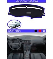 Volvo S80 1998-2006 Için Uygun Torpido Koruma Halısı Siyah Kenar Renk Mavi