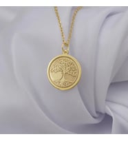 Kişiye Özel 925 Ayar Gümüş Zarif Tasarım Hayat Ağacı Kolye (Gold)