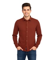 Erkek Kışlık Silim Fit Kaşkorse Dokuma Gömlek BGL-ST04935 (Kiremit)