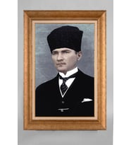 Altın Varaklı Paspartulu Çerçeveli Atatürk Tablo sd560