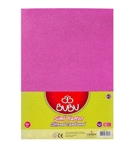 Bu-Bu Fon Karton Simli 50x70 CM Pembe 10 Lu Simli Pembe Fon Kartonu
