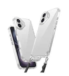 iPhone 16 Kılıf Airbagli Takılabilir Askı Aparatlı Snap Silikon Kapak (Şeffaf)