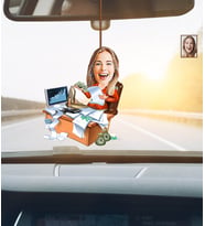 Kişiye Özel Karikatürlü Borsacı Ahşap Araba Dikiz Ayna Süsü